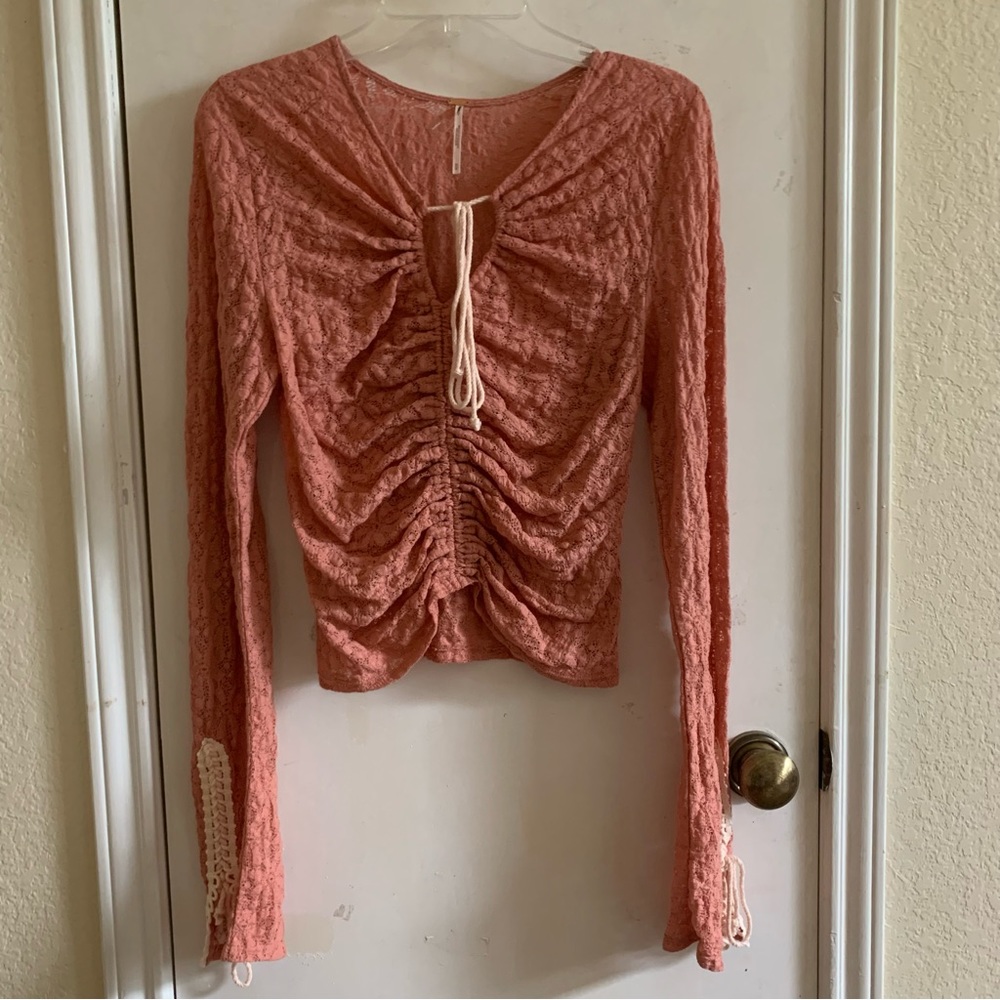 Free People brown/tan beautiful crotchet top perfect for summer size M